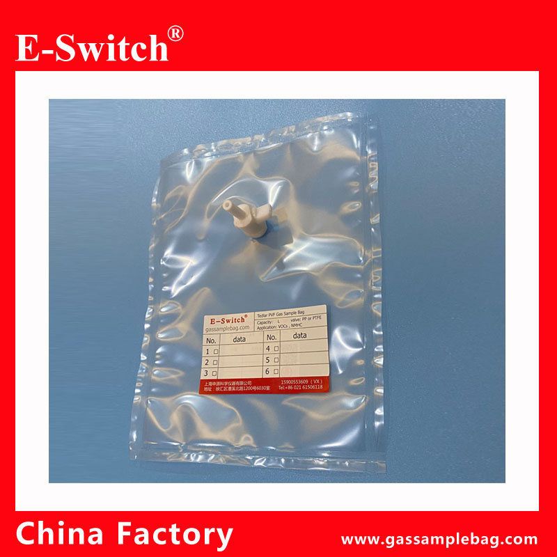 PVDF gas sample bags with one PTFE valve size 6mm